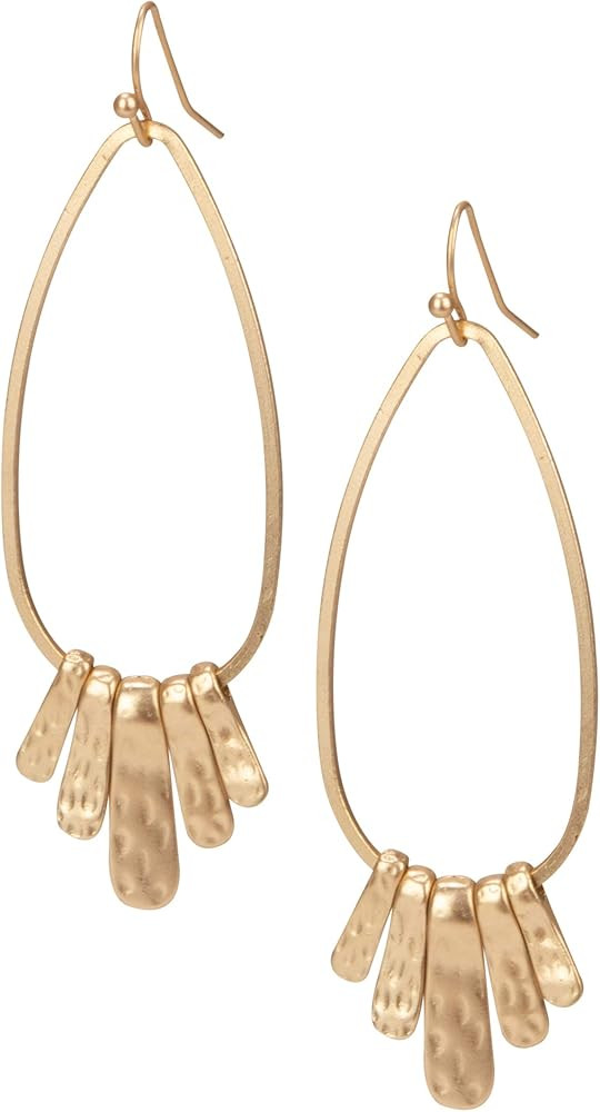 Handmade Boho Hammered Teardrop Earrings Jewelry with 5 Bars for Women | Amazon (US)