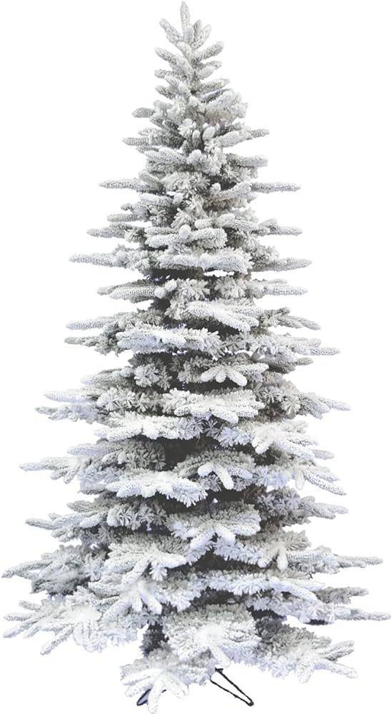 Fraser Hill Farm 7.5-Ft. Mountain Pine Flocked Artificial Christmas Tree with Stand, Unlit Foldab... | Amazon (US)
