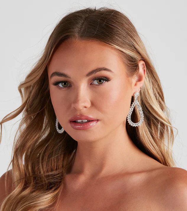 Dazzle Queen Teardrop Rhinestone Earrings | Windsor Stores