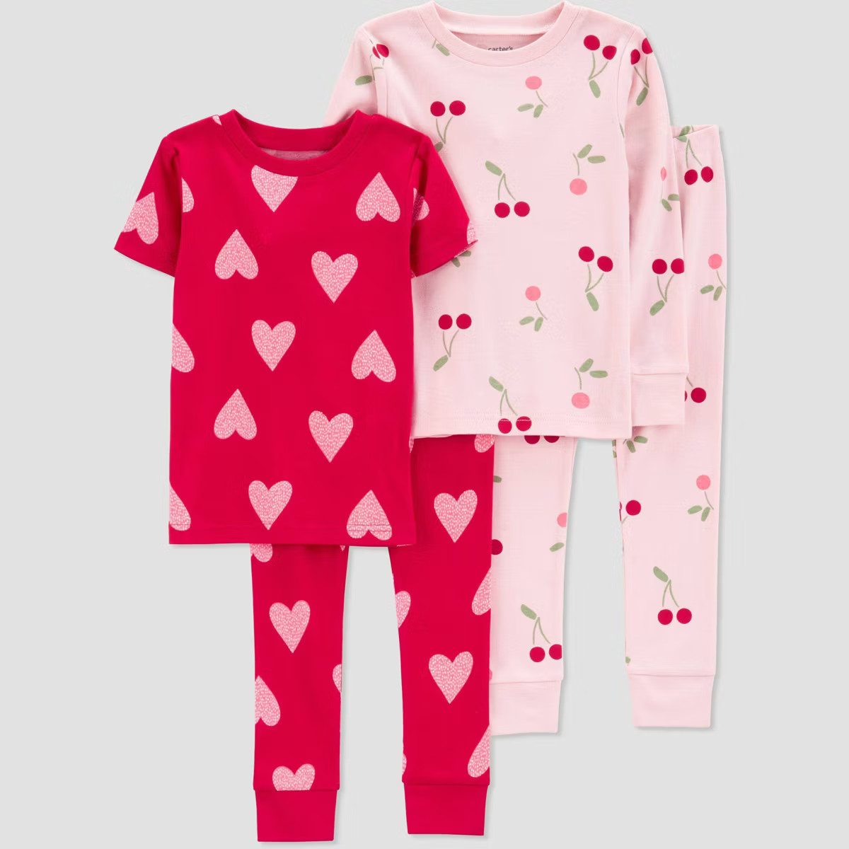 Carter's Just One You®️ Toddler Girls' 4pc Cotton Cherries and Hearts Pajama Set - Pink/Red 12... | Target