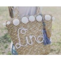 Personalized Women Straw bag with Pom poms Beach bag Beach straw bag, Shoulder bag, Handbag, Summer bag, Beach accessory, Handbag,Women Bag | Etsy (US)