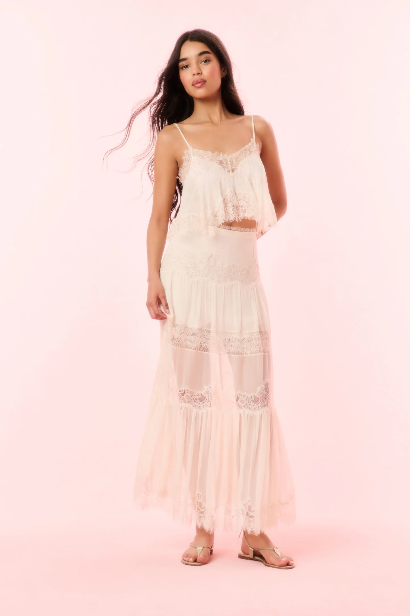Aureline Silk Lace Maxi Skirt | LoveShackFancy