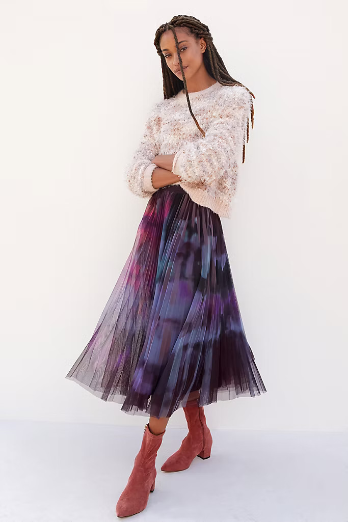 Dania Tulle Tie-Dye Midi Skirt | Anthropologie (US)