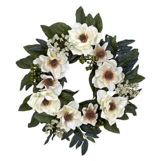 22" White Magnolia Wreath | Michaels Stores