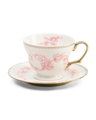 Porcelain Genevieve Floral Teacup And Saucer Set | Kitchen & Dining Room | Marshalls | Marshalls