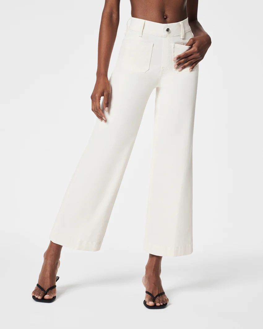 Cropped Wide-Leg Jeans, Ecru | Spanx