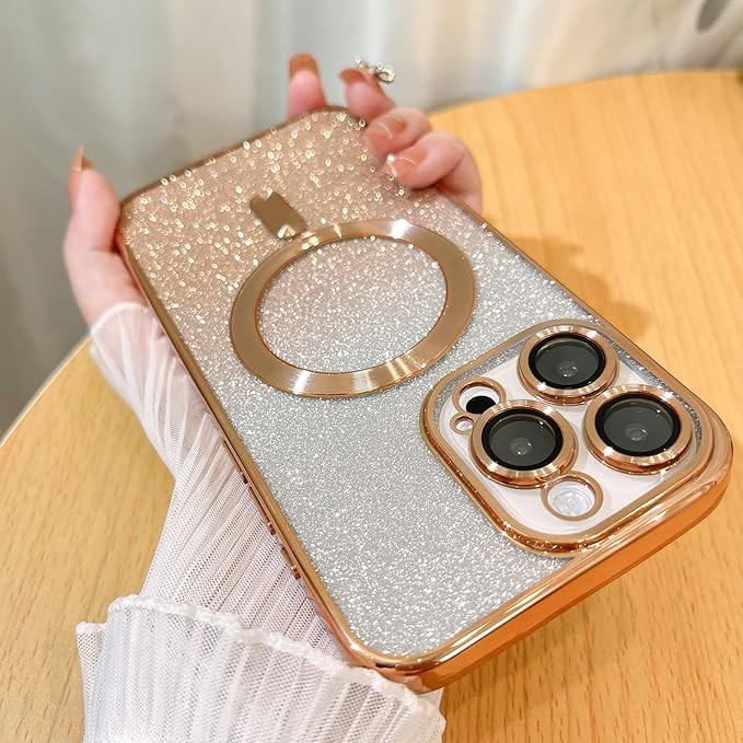 Case for iPhone 14 Pro Max (Compatible with MagSafe) Camera Lens Protector Glitter Bling Plating ... | Amazon (US)