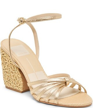 Ronica Metallic Leather Strappy Floral Heel Dress Sandals | Dillard's