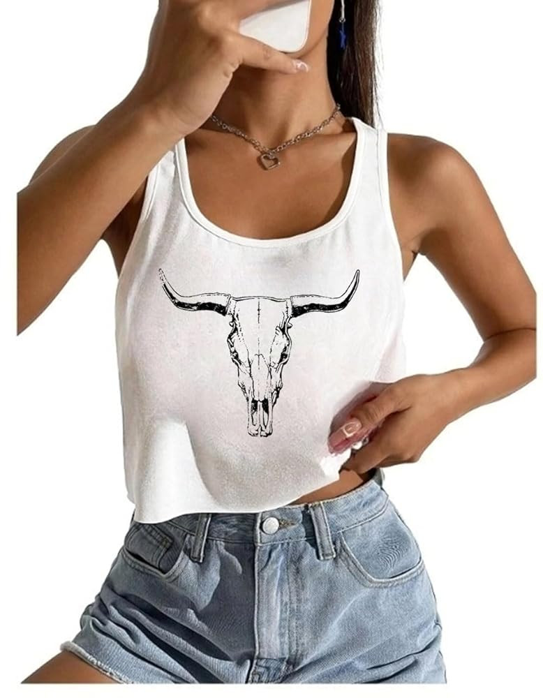 Womens Sexy Crop Tops Loose Fit Cropped Tank Tops for Teen Girls | Amazon (US)