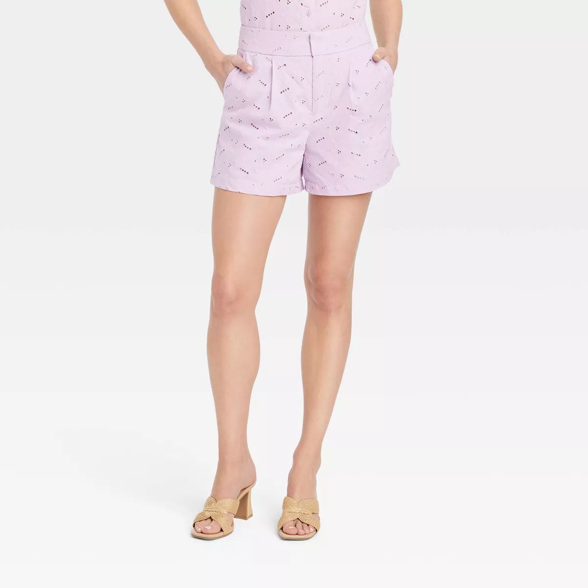 Women's High-Rise Eyelet Shorts - A New Day™ | Target
