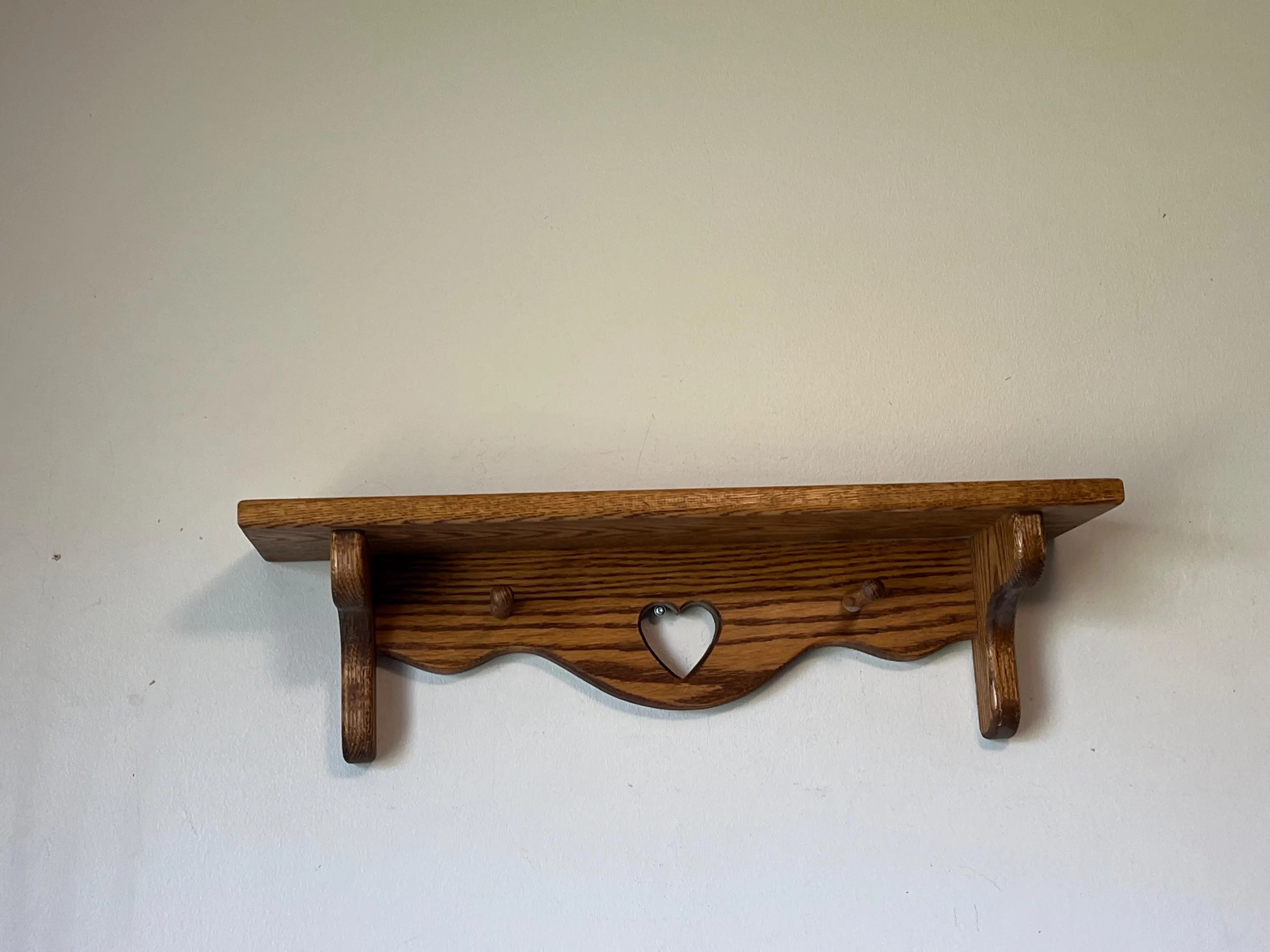 Vintage Wall Hanging Shelf, Solid Wood Shelf, Heart Cutouts Shelf, Pegs Storage Organizer, Rustic... | Etsy (US)