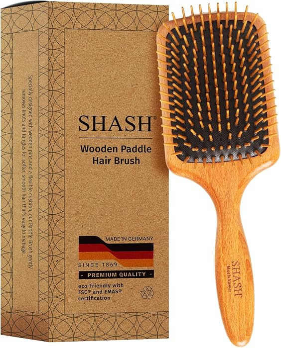 SHASH Since 1869 Made in Germany Wooden Paddle Brush - Gently Detangles, Styles, Conditions Hair ... | Amazon (US)