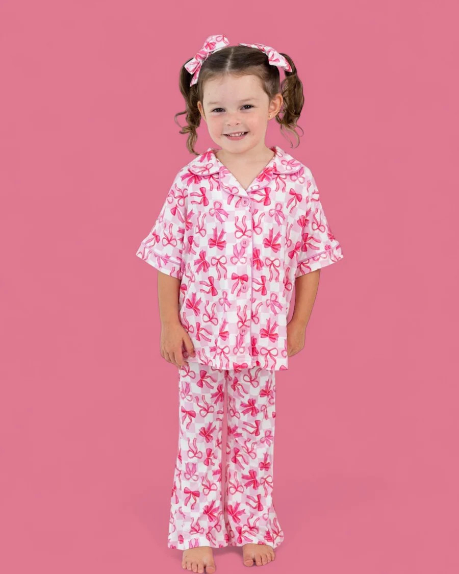 BOW CHECKERED CHARM DREAM GIRL'S FLARE SET | Dream Big Little