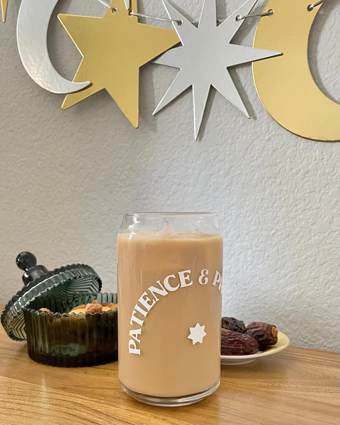 patience and prayer glass can cup | quran iced coffee cup | aesthetic coffee glass | Etsy (US)