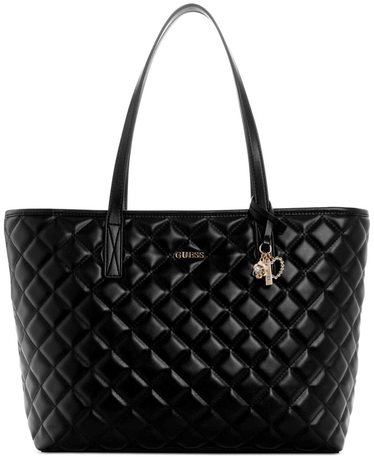 Guess Tinsley Extra Large Quilted Tote Bag - Black | Macy's
