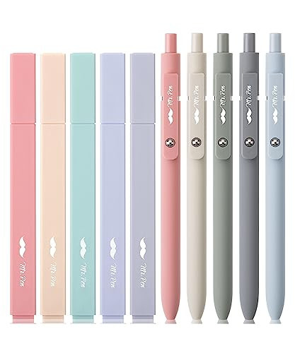 Mr. Pen Aesthetic Gel Pens & Highlighters No Bleed, 10 Pack - Morandi Color Bible Pens, Black Ink | Amazon (US)