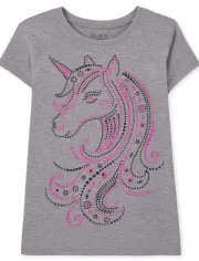 Girls Short Sleeve Unicorn Graphic Tee | The Children's Place | The Children's Place