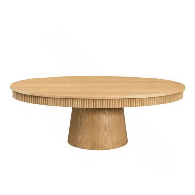 Modern Design Oval Handcraft Drum Coffee Table Length 47.24 Inch Coffee Table For Living Room, Ellipse Coffee Table With Sturdy Pedestal,Natural Color | Wayfair North America