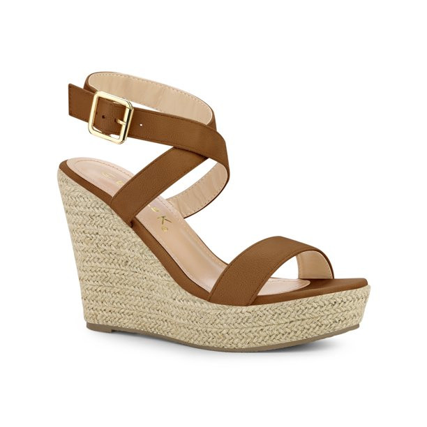 Allegra K Women's Sandals Slingback Crisscross Espadrille Wedge Sandals | Walmart (US)
