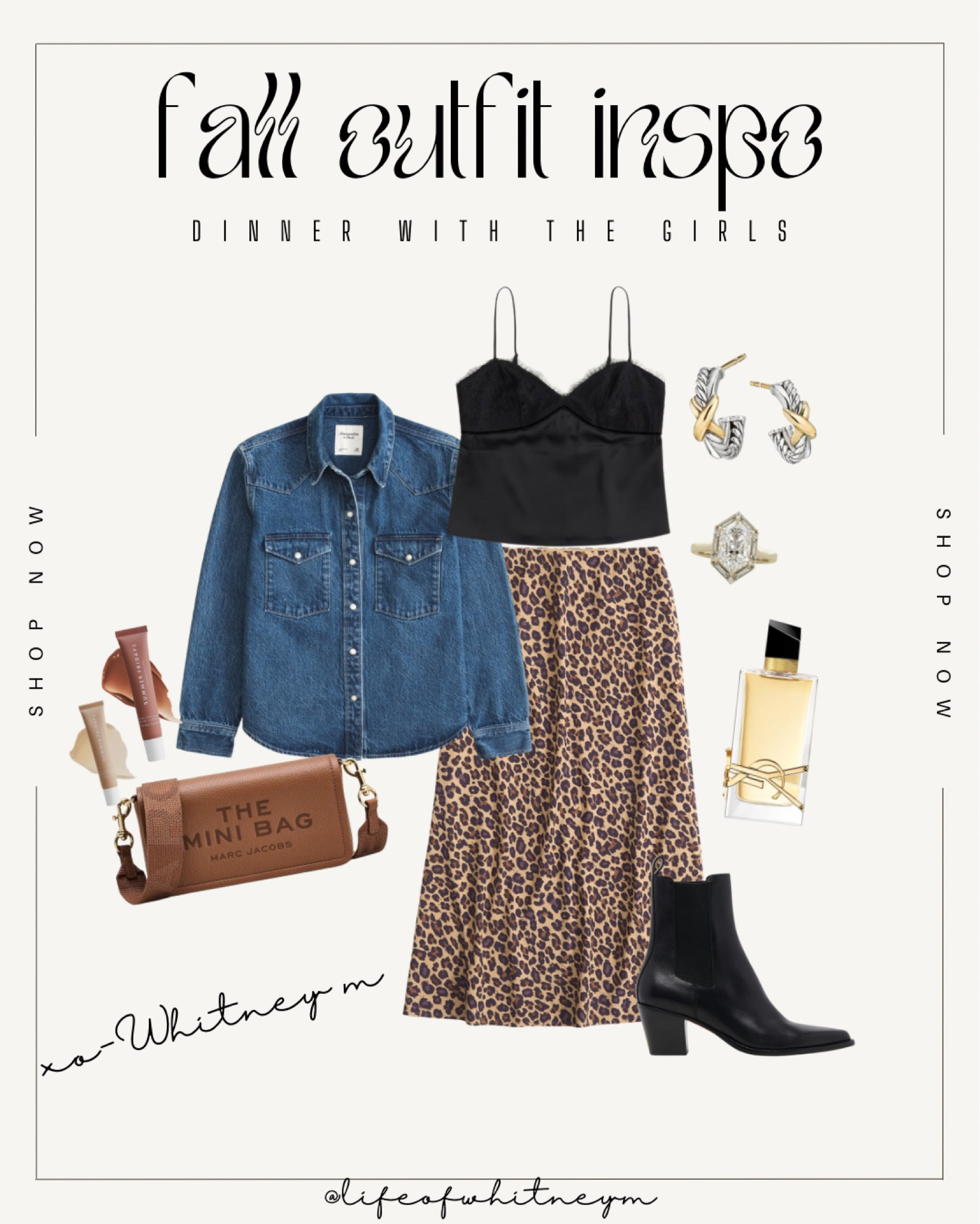 fall fashion | date night looks | leopard print | chunky jewelry | satin midi skirt | fall booties | leopard print | denim shirt | fall trends | 

#LTKBeauty #LTKGiftGuide #LTKStyleTip