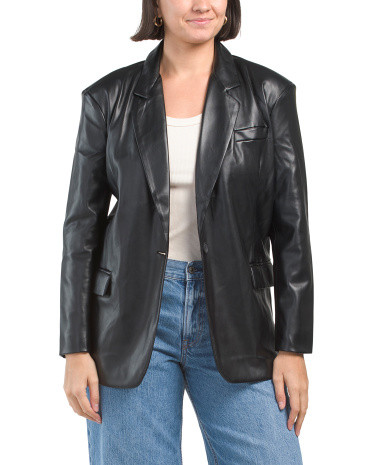 Faux Leather Oversized Blazer | TJ Maxx
