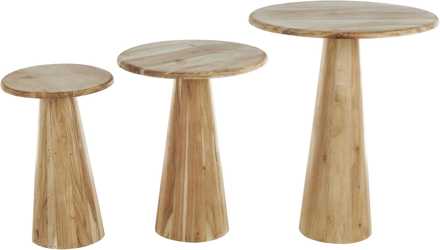 Deco 79 Wood Accent Table, Set of 3 Table 24", 20", 16" H, Light Brown | Amazon (US)