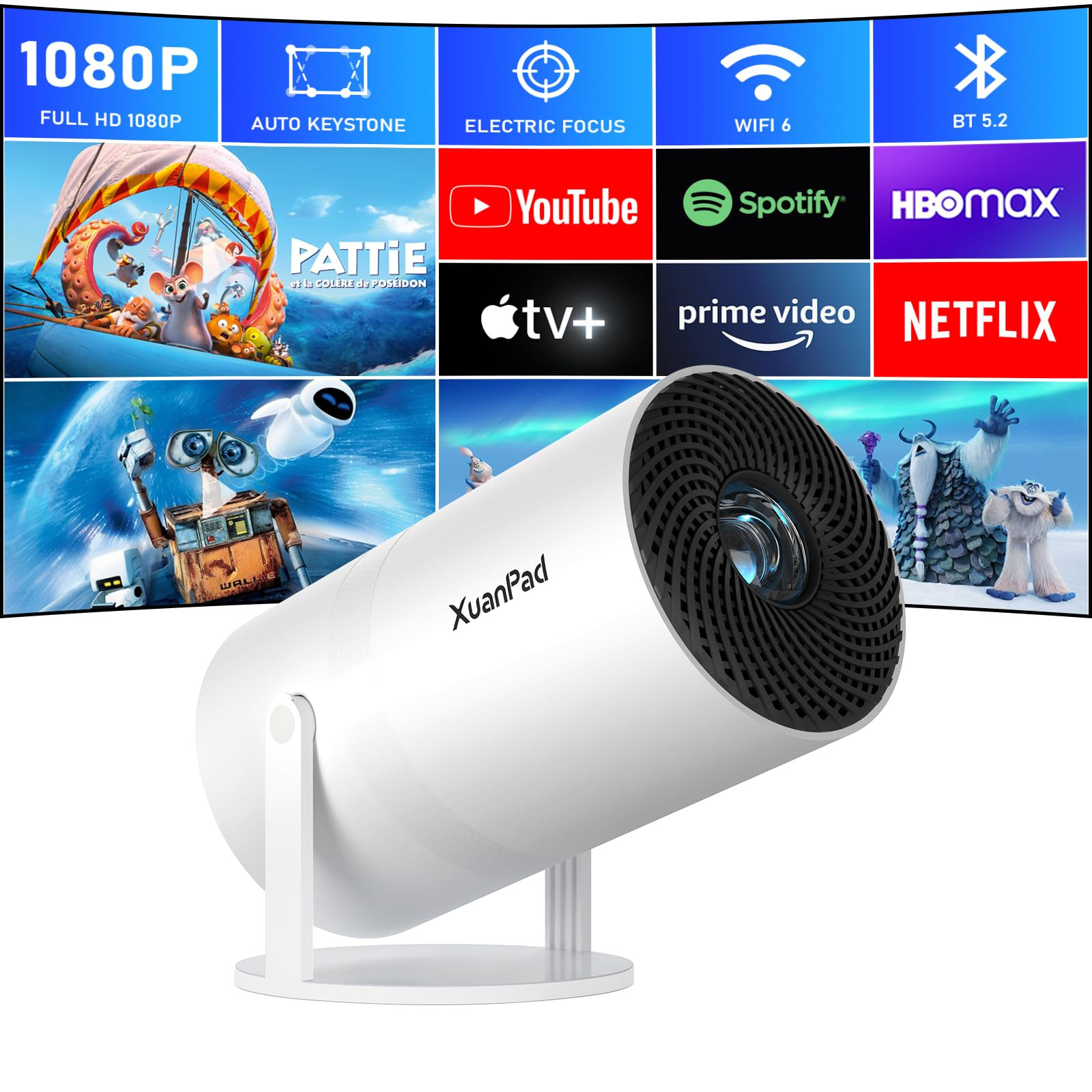 [Netflix Officially & Electric Focus] Mini Projector with WiFi and Bluetooth, XuanPad Full HD 108... | Amazon (US)