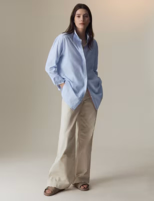 Pure Cotton Striped Longline Shirt | Marks & Spencer (UK)