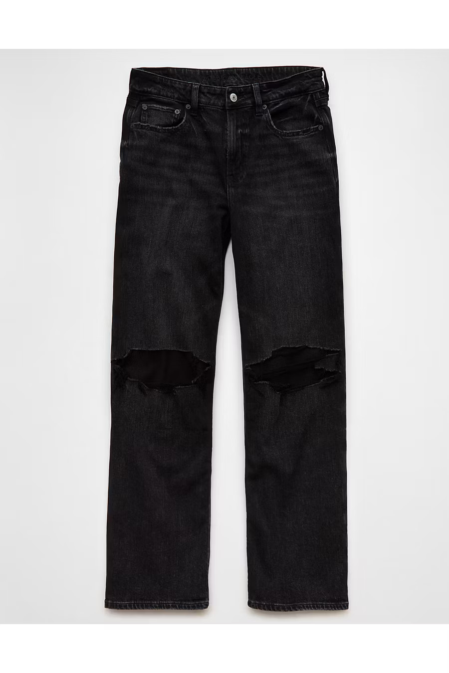 AE Dreamy Drape Stretch Super High-Waisted Baggy Wide-Leg Jean Women's Black Slash 16 Long | American Eagle Outfitters (US & CA)