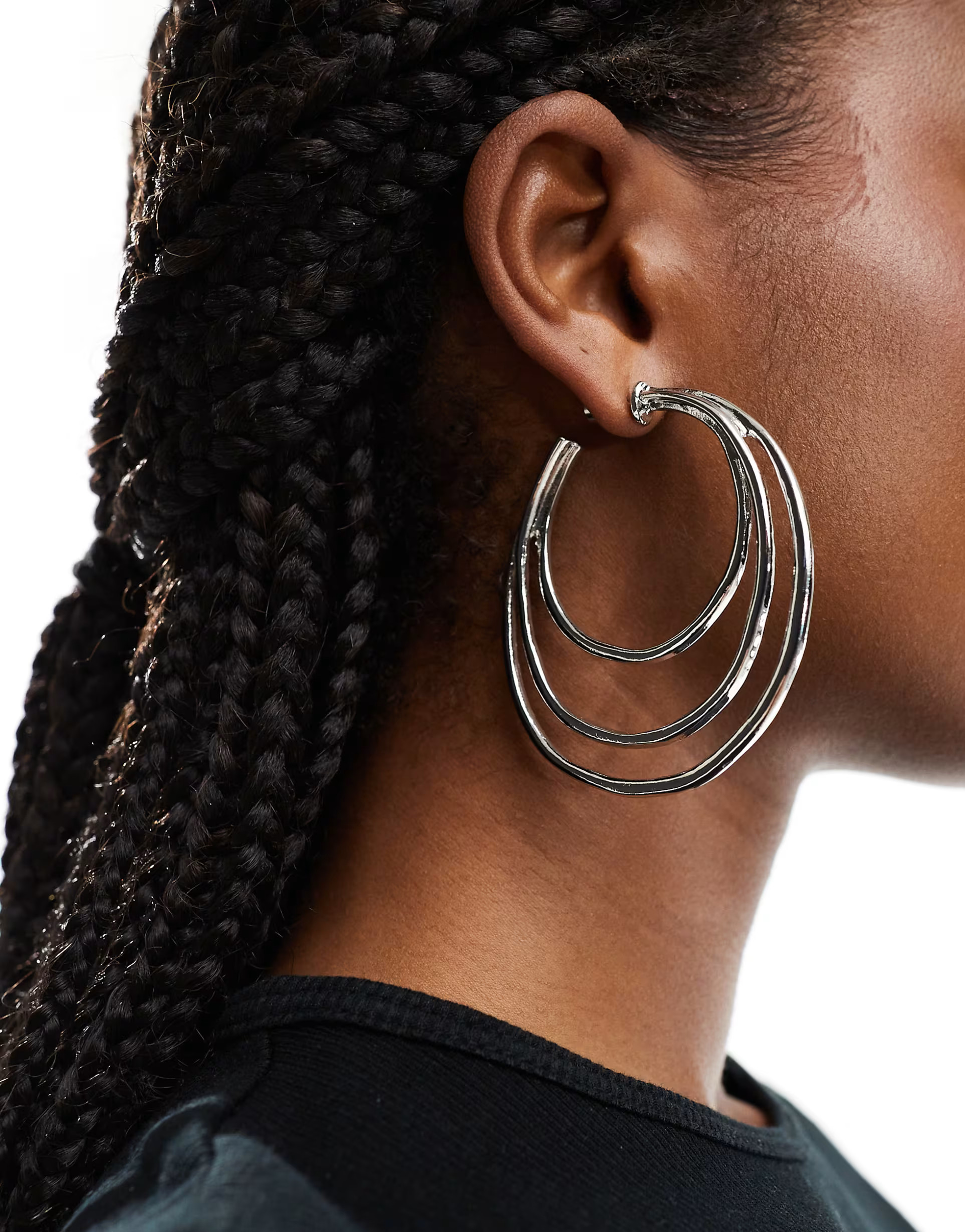 Mango multi hoop earring in silver | ASOS (Global)