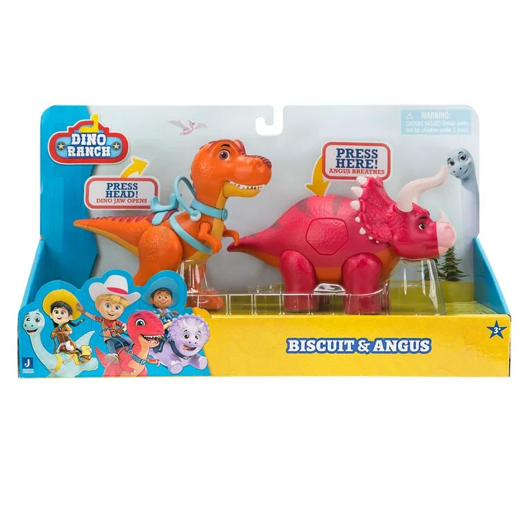 Dino Ranch Deluxe Dino 2-Pack - Features Biscuit, a 5-Inch Toy T-Rex, and Angus, a 4-Inch Toy Tri... | Walmart (US)