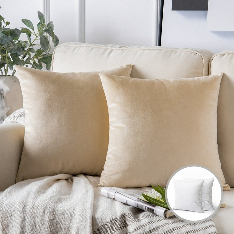 Phantoscope 20" x 20" Modern Beige Polyester Throw Pillow , ( 2 Count) - Walmart.com | Walmart (US)