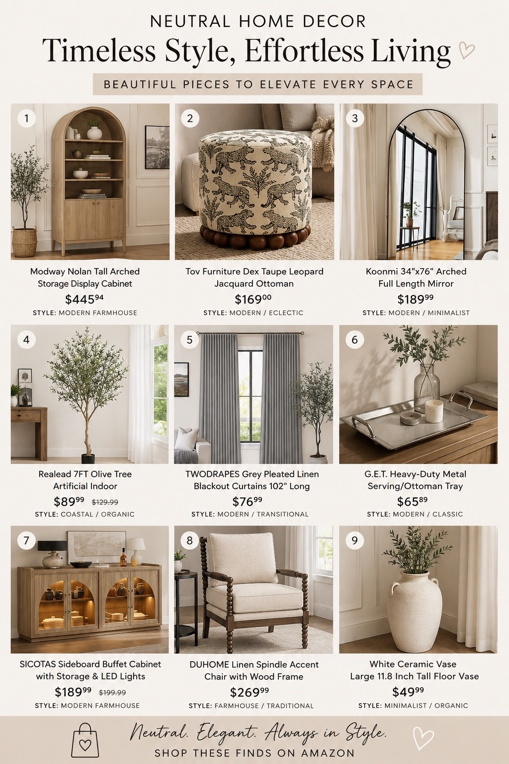 Neutral home decor that looks high-end without the designer price tag. 🤍 From statement storage and arched mirrors to cozy accents and timeless accessories, these Amazon finds make it easy to create a warm, modern home you’ll love. Save this collection for your next home refresh! ✨🏡

#LTKmomlife #LTKHome