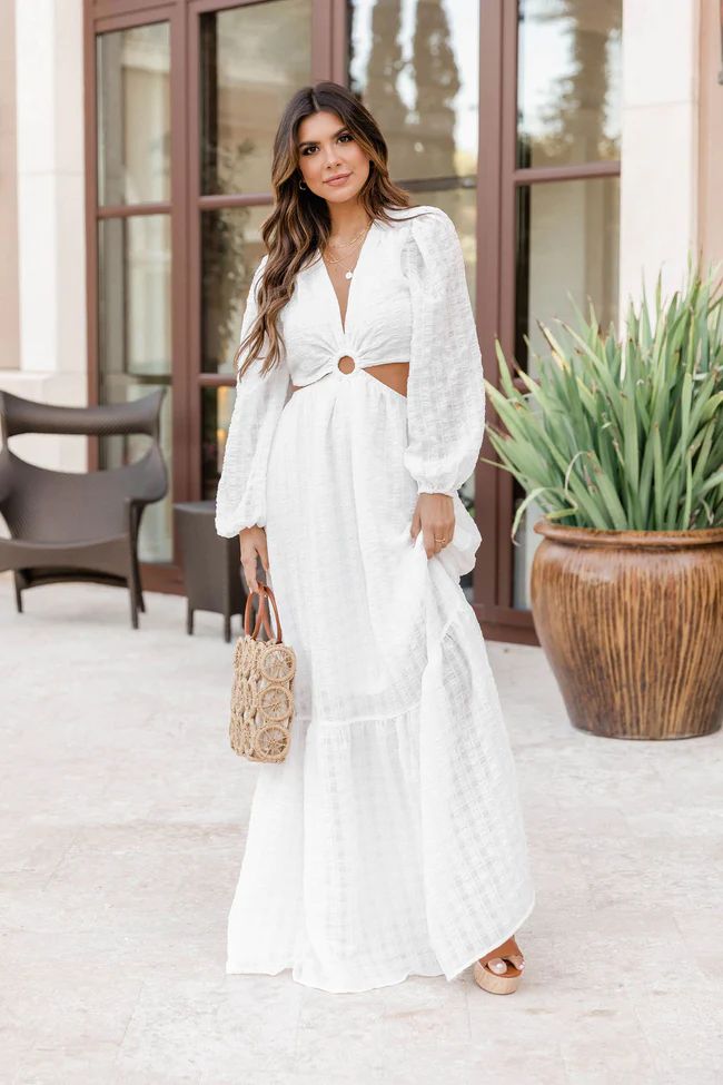All I Ever Asked White Ring Detail Maxi Dress | The Pink Lily Boutique