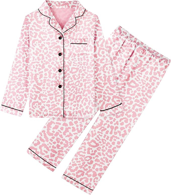 Umeyda Women & Kids Boys Girls Silky Satin Pajamas Set Long Sleeve Button Down Sleepwear 2 Piece ... | Amazon (US)
