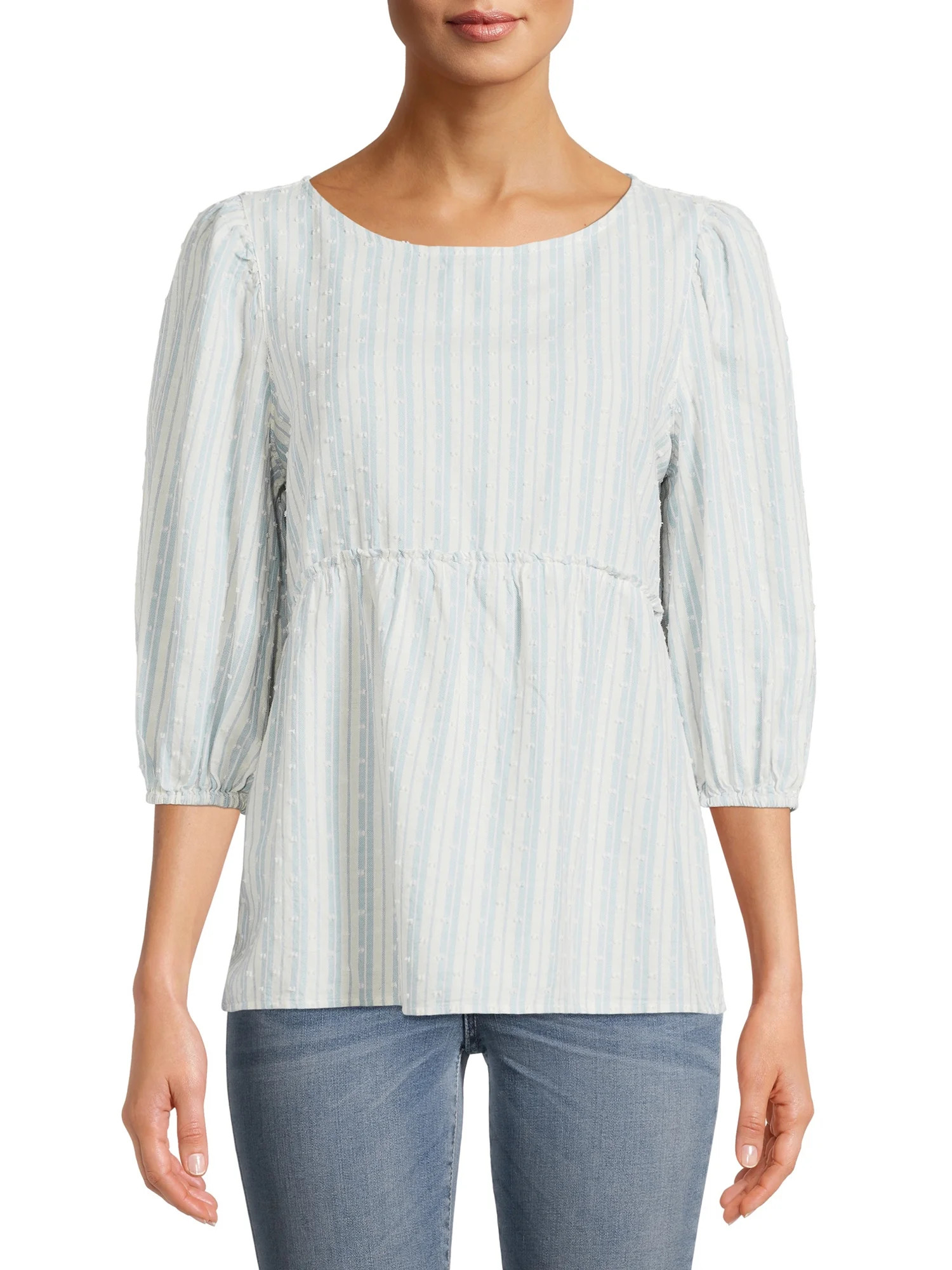 Time and Tru Women's Short Sleeve Textured Top - Walmart.com | Walmart (US)
