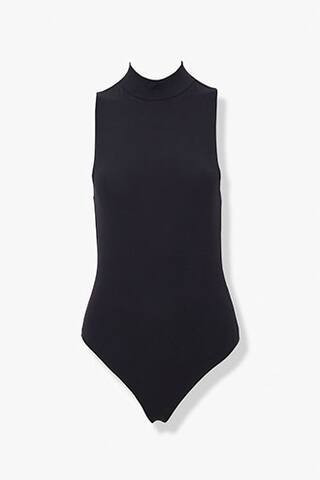 Forever 21 Sleeveless Mock Neck Bodysuit , Black | Forever 21 (US)