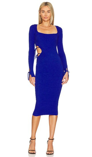 Salina Midi Knit Dress in Cobalt Blue | Revolve Clothing (Global)