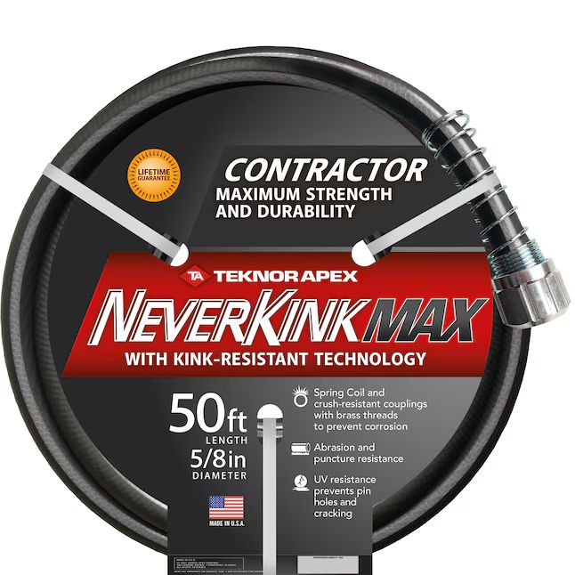 Neverkink Max Teknor Apex 5/8-in x 50-ft Contractor-Duty Kink Free Vinyl Black Coiled Hose | Lowe's