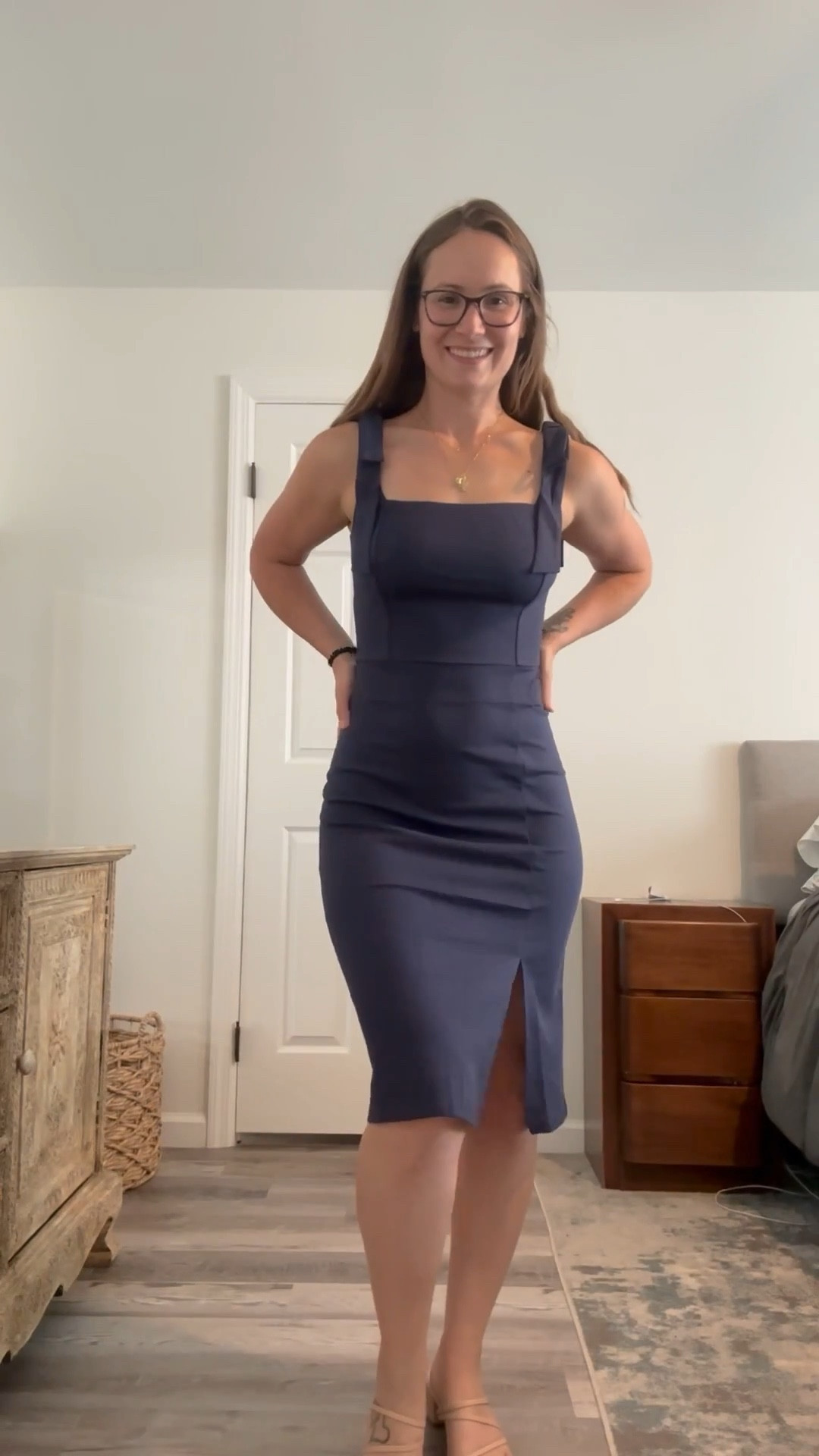 Cute basic navy a-line dress that can be worn as a wedding guest or out for a nice date night. Super comfortable and I’m excited to wear itt

#LTKWedding #LTKStyleTip #LTKParties