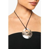 Womens Shell Detail Ring Rope Necklace - Black - One Size | boohoo (US & Canada)