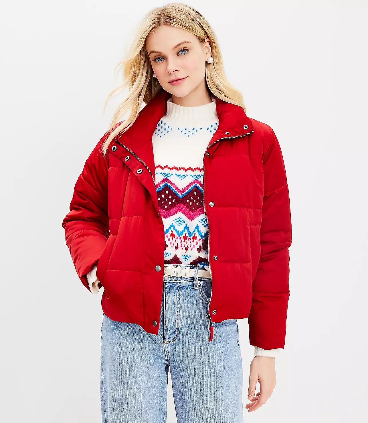 Sateen Puffer Jacket | LOFT