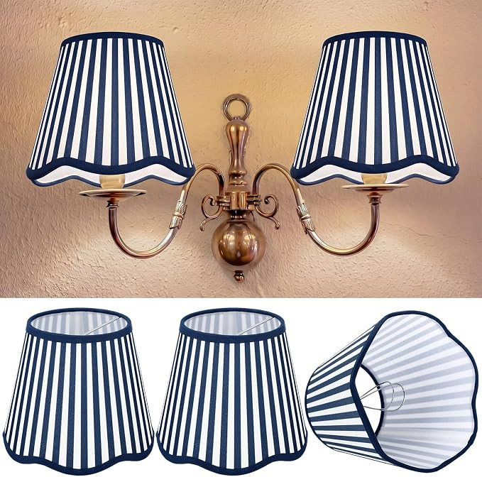 Block Print Cotton, Clip on Chandelier Lampshades, Tapered Lampshades, Farmhouse, for E12 E14 E27... | Amazon (US)