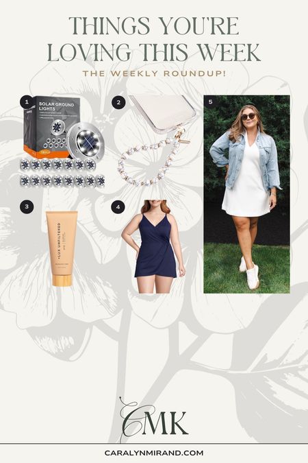 The weekly roundup of what you’re loving most this week: solar lights, phone chain, blurring bronzing lotion, swim dress, and white mini dress! Use CARALYN10 at Spanx. 

#LTKStyleTip #LTKBeauty #LTKHome