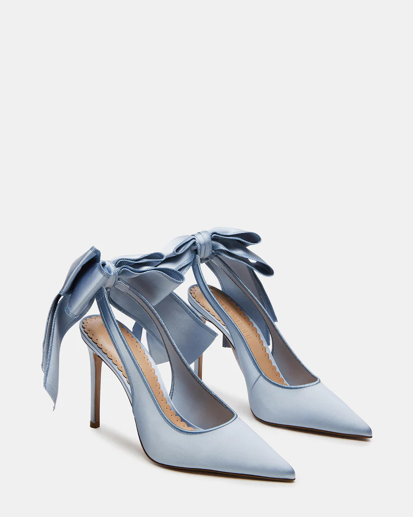 TEACUP Blue Satin Women's Pointed-Toe Slingback Heel | Steve Madden (US)
