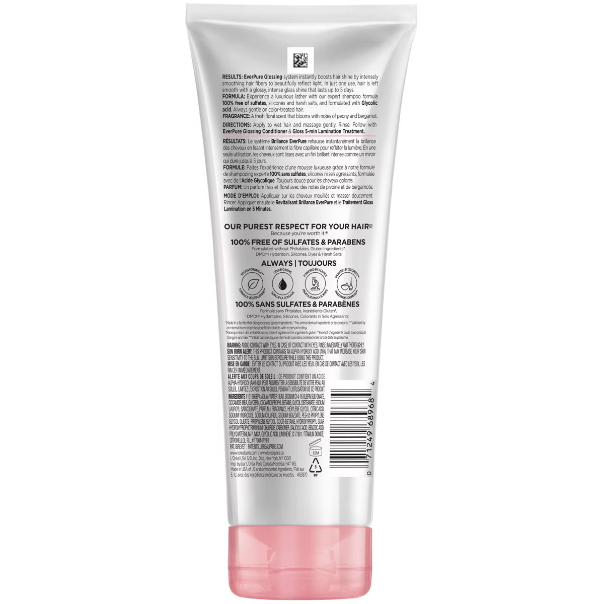 L'Oreal Paris EverPure Sulfate Free Glossing Shampoo with Glycolic Acid - 6.8 fl oz | Target