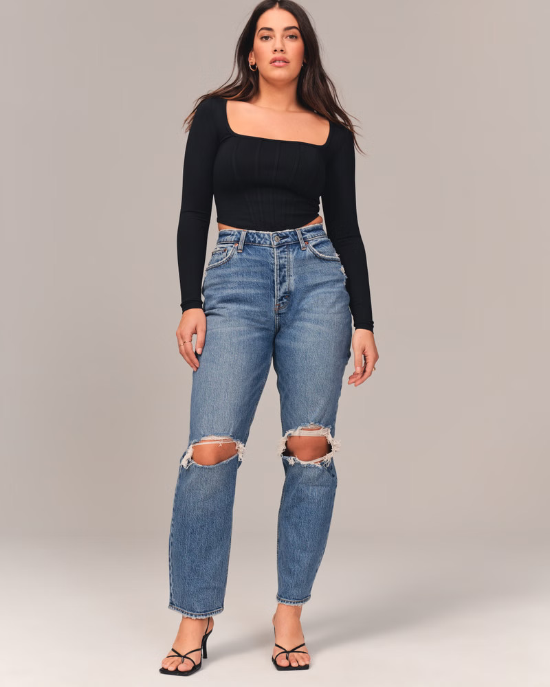 Women's Curve Love High Rise Dad Jeans | Women's Bottoms | Abercrombie.com | Abercrombie & Fitch (US)