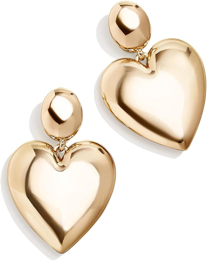 Sheri Drop Earrings - Luxurious 14k Gold Plated Heart Earrings, Hypoallergenic Studs for Women, L... | Amazon (US)
