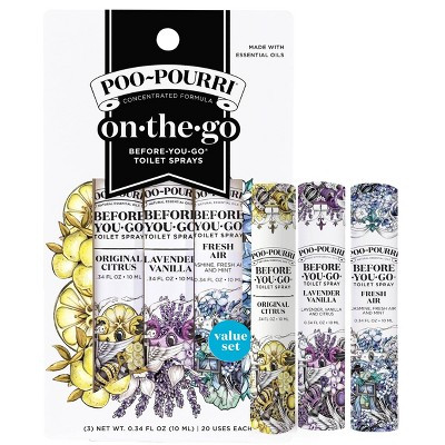 Poo-Pourri On the Go Pack Toilet Spray Original Citrus/Lavender Vanilla/Fresh Air 10ml | Target