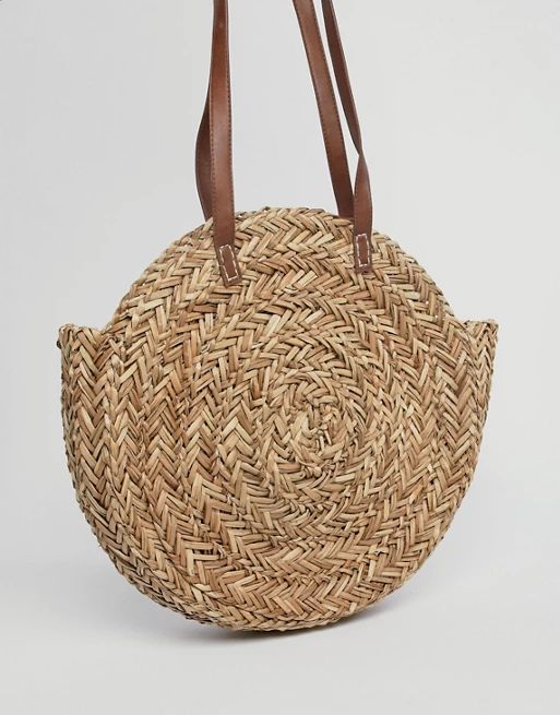 ASOS DESIGN straw circle shopper bag with water based pu strap | ASOS UK